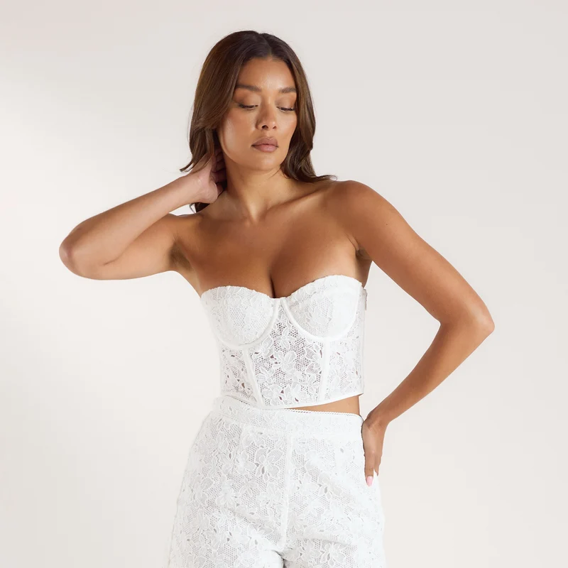 Top Corset en Dentelle - Blanc