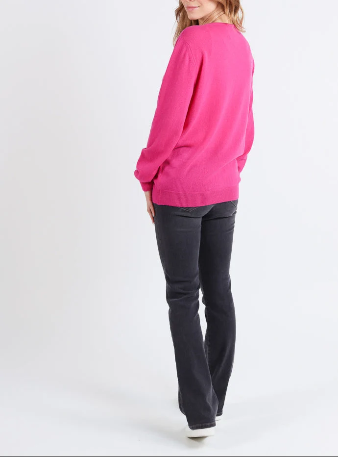 Cardigan femme en cachemire et laine rose