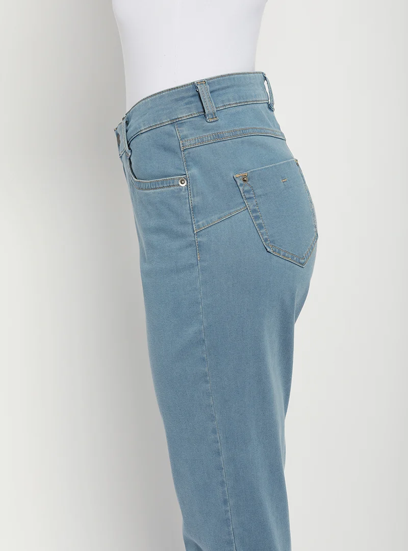 Jean femme taille haute bleu indigo clair