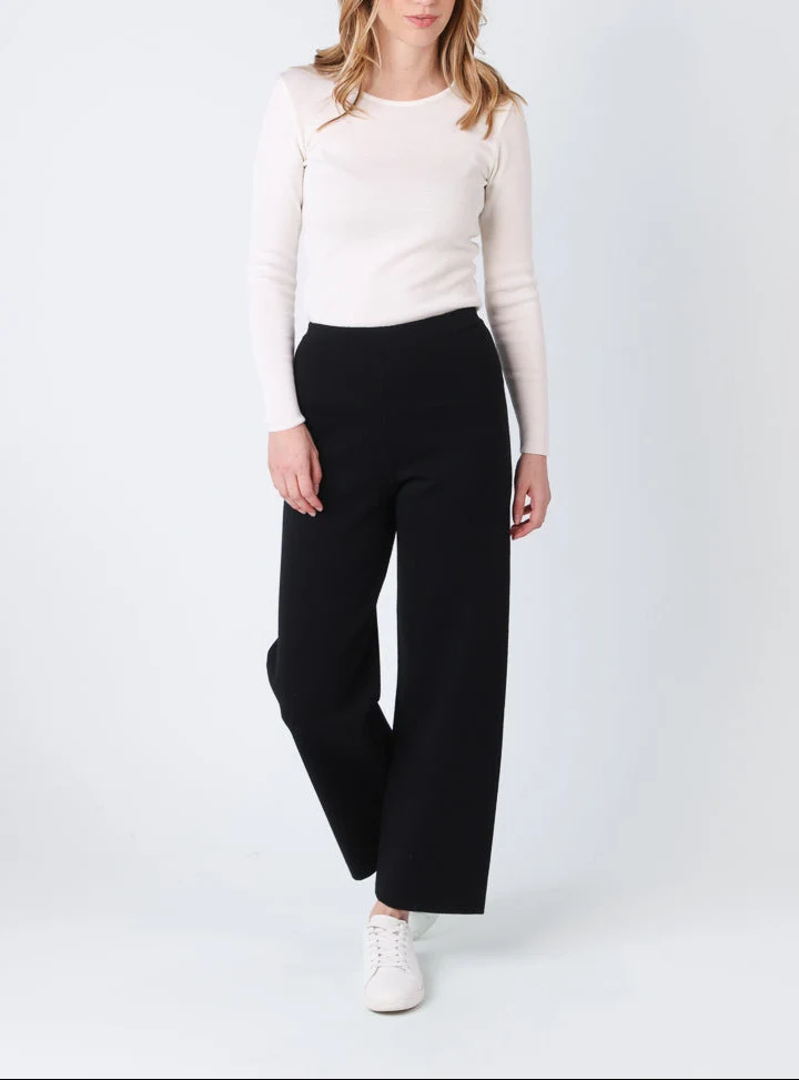 Pantalon femme en laine mérinos noir