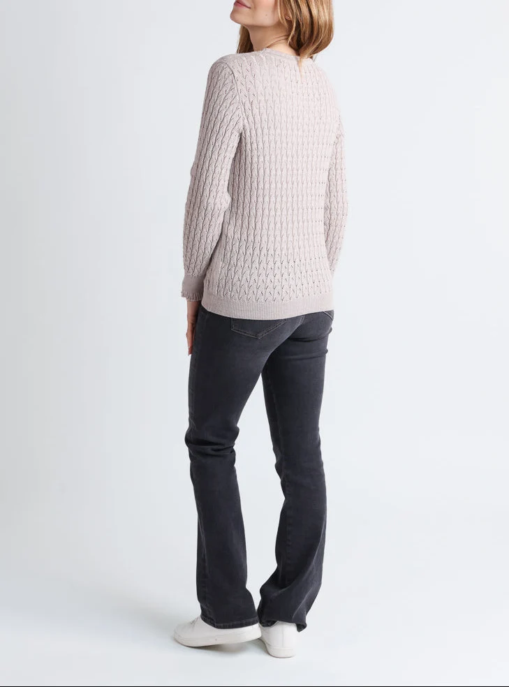 Pull femme maille fantaisie en laine beige