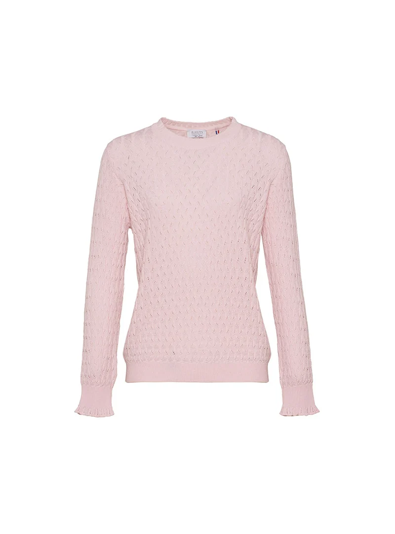 Pull femme maille fantaisie en laine rose