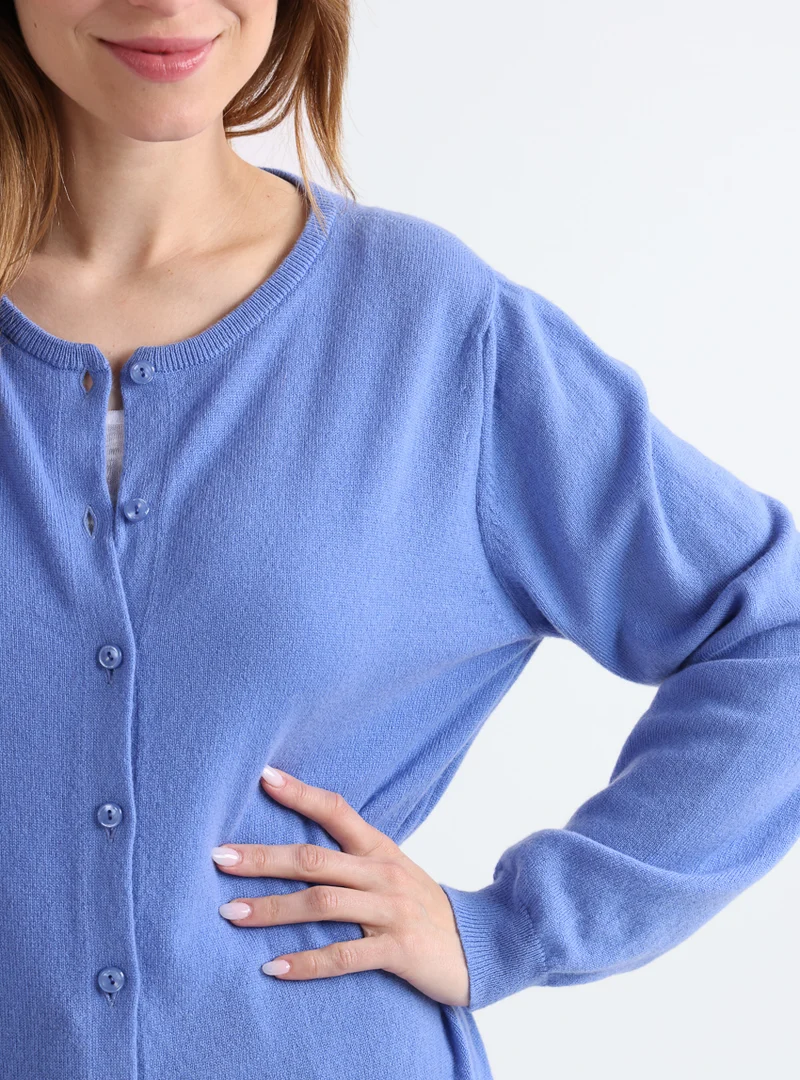 Cardigan femme en cachemire bleu