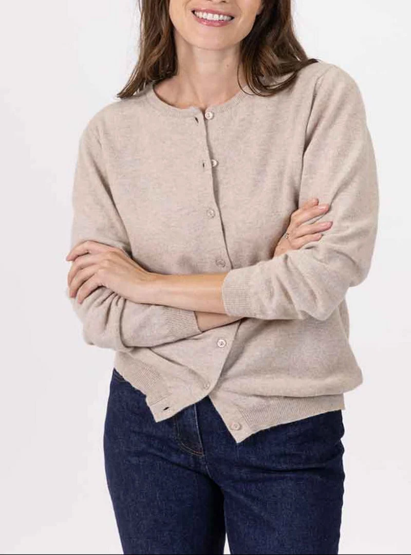 Cardigan femme en cachemire beige clair