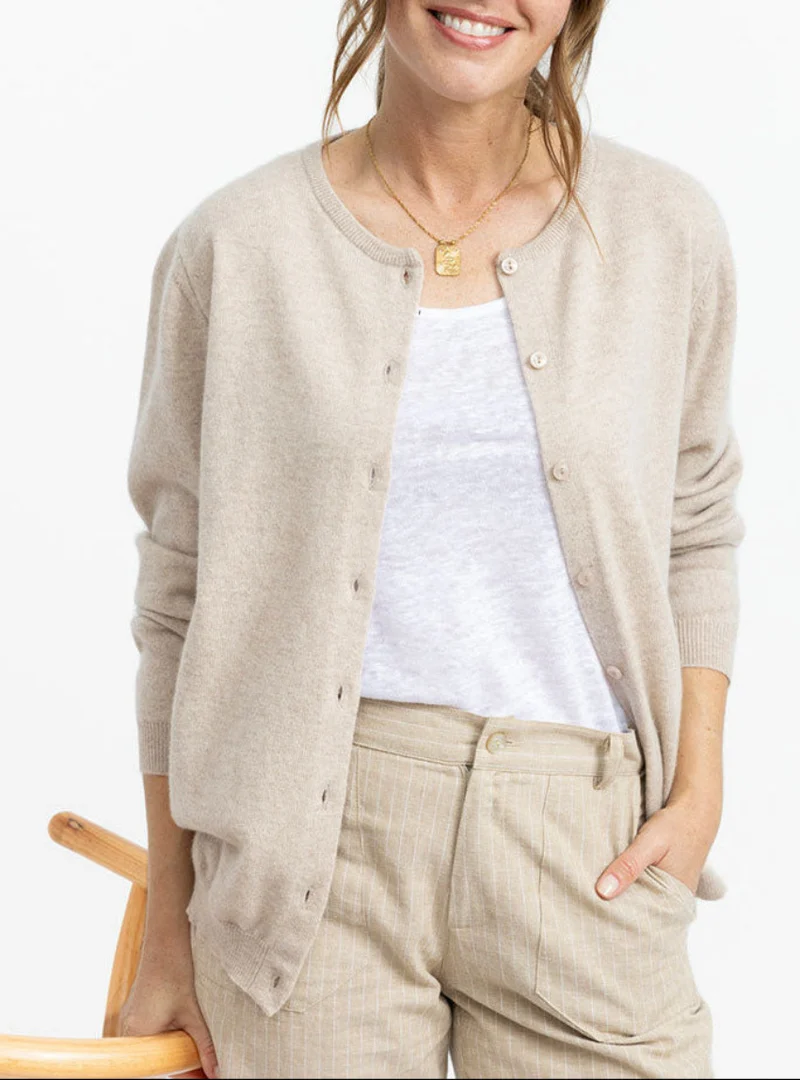 Cardigan femme en cachemire beige clair
