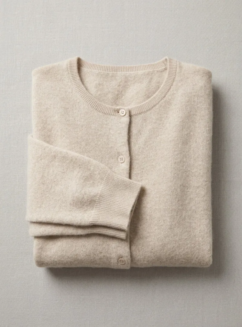 Cardigan femme en cachemire beige clair