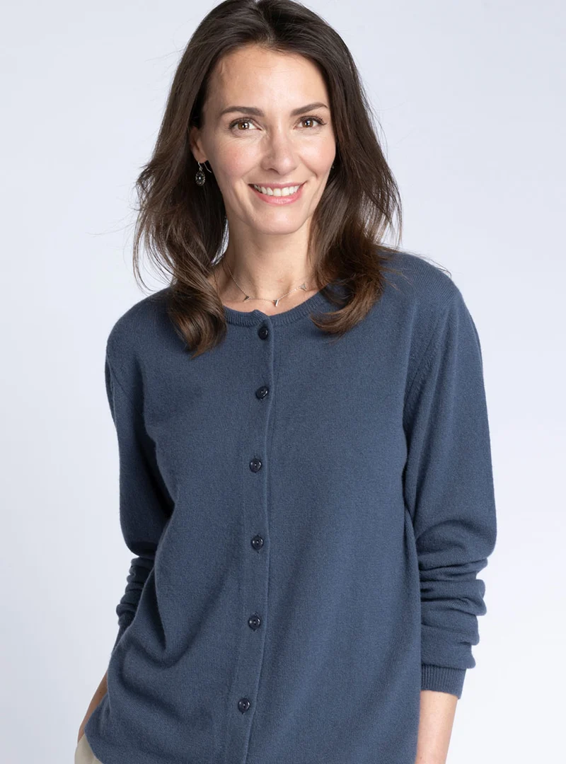 Cardigan femme en cachemire gris cendré