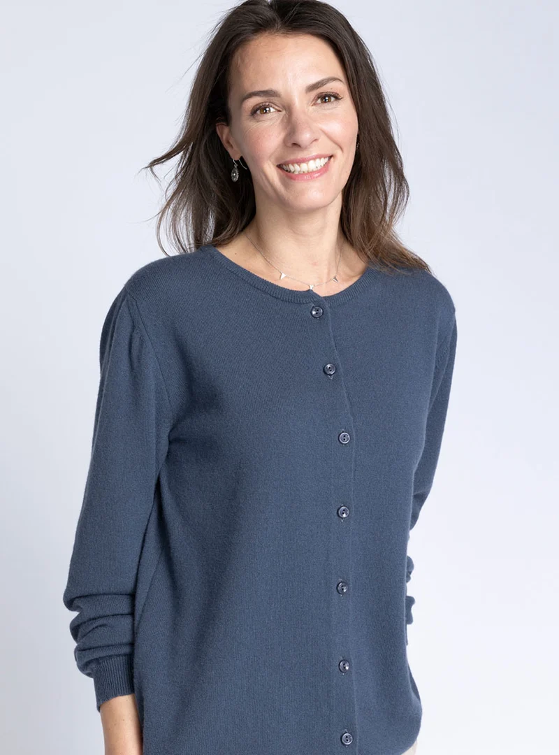 Cardigan femme en cachemire gris cendré