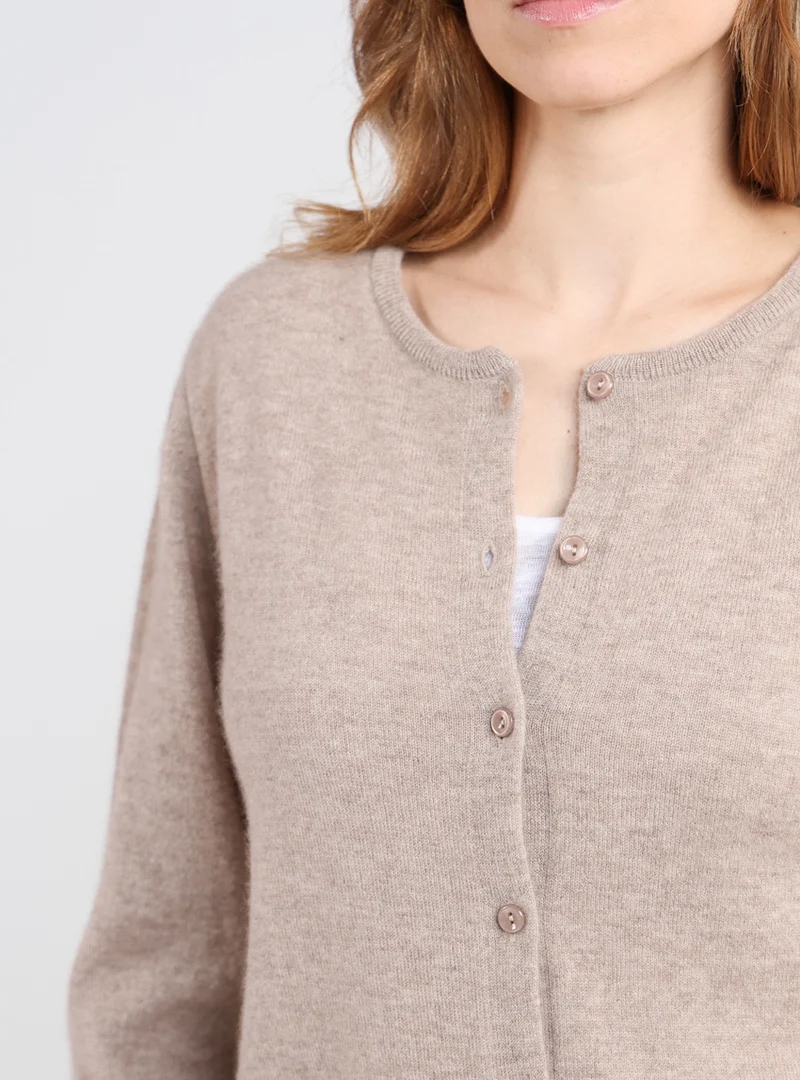 Cardigan femme en cachemire beige taupe