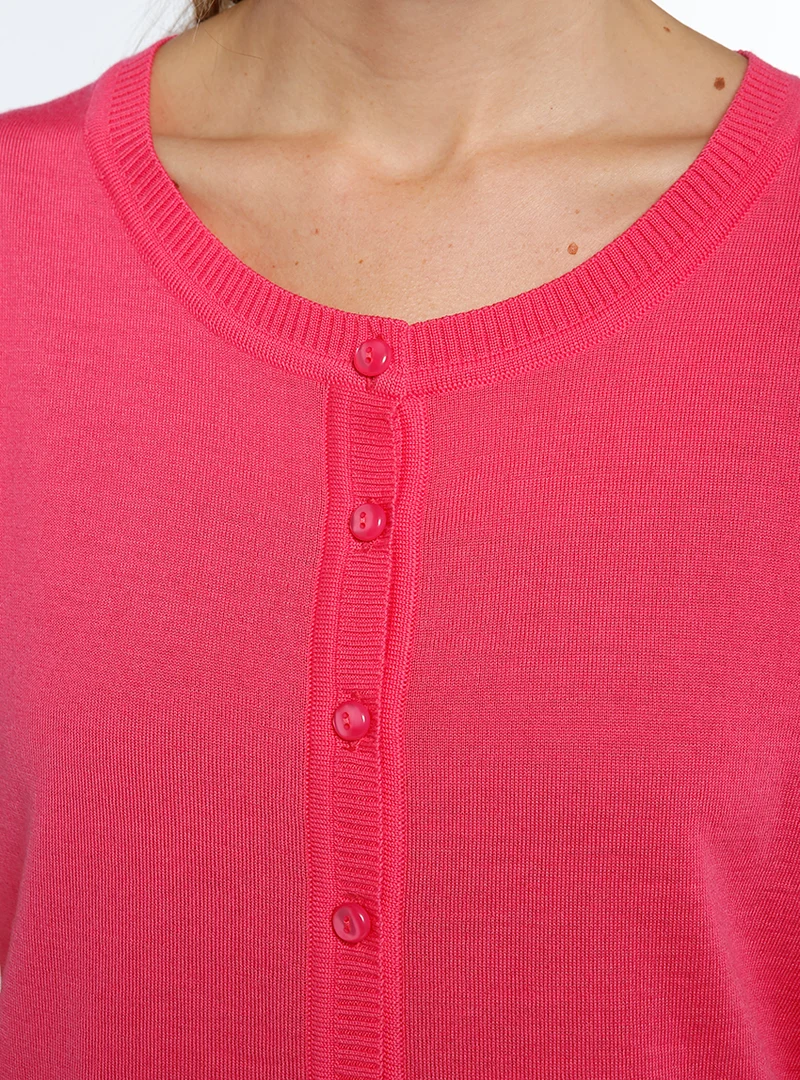 Cardigan femme manches courtes rose