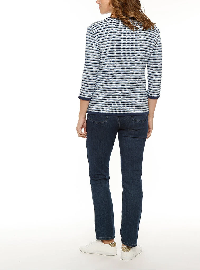 Pull femme tricolore rayé bleu