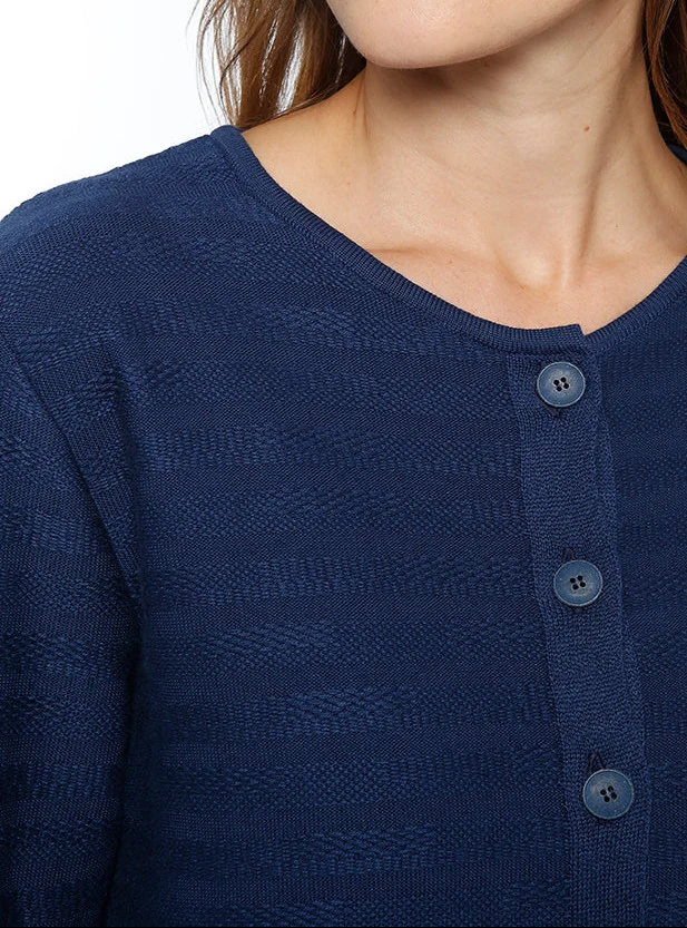 Cardigan femme en coton bleu marine
