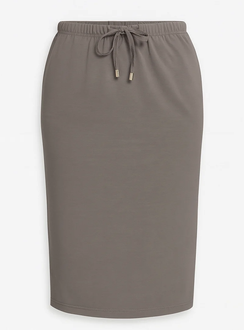 Jupe midi gris taupe en coton