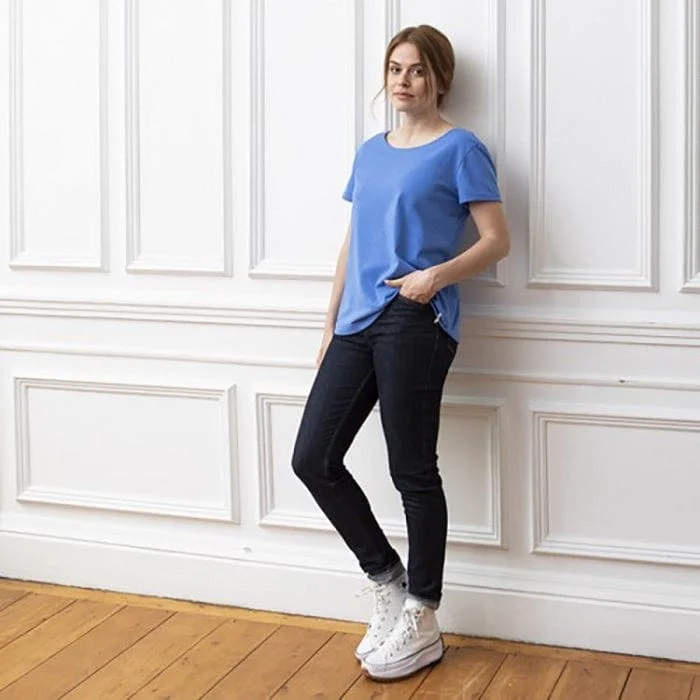 Tshirt uni femme Bleu