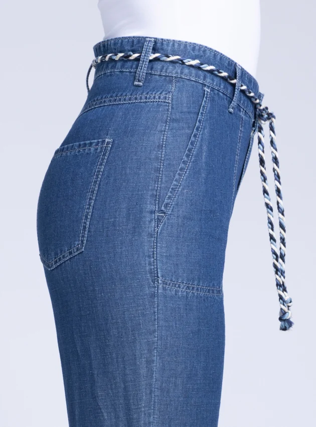 Pantalon fluide 7/8 ème bleu indigo