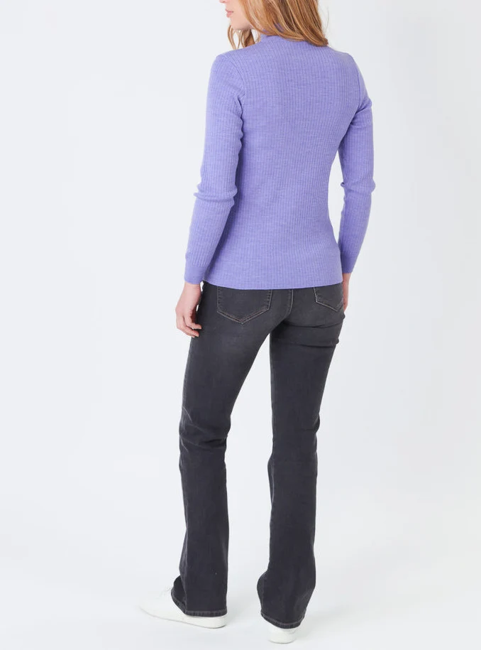 Pull chaussette femme col cheminee laine mérinos Violet Parme