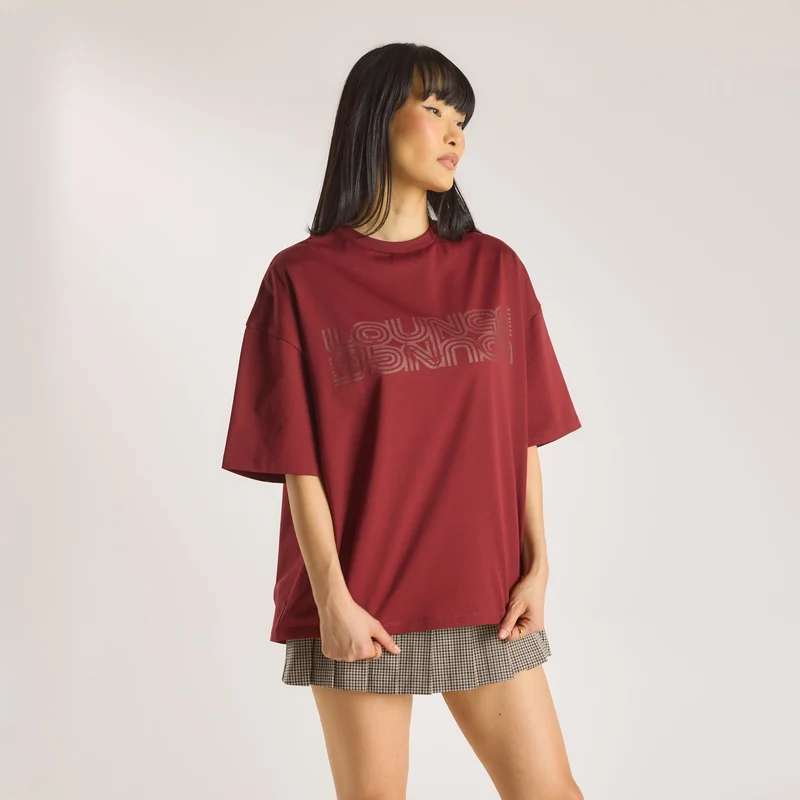 T-shirt Graphique Oversize - Bordeaux