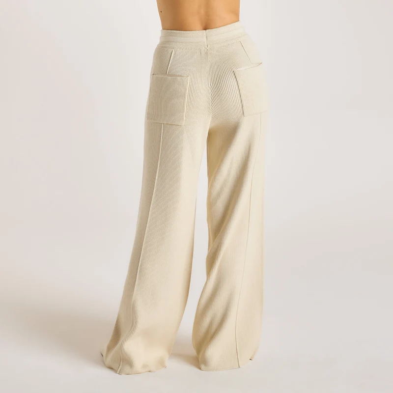 Pantalon Large en Tricot - Crème