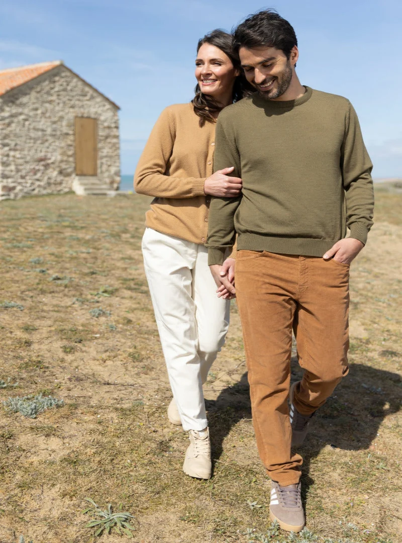 Pantalon homme velours côtelé en coton Marron Noisette