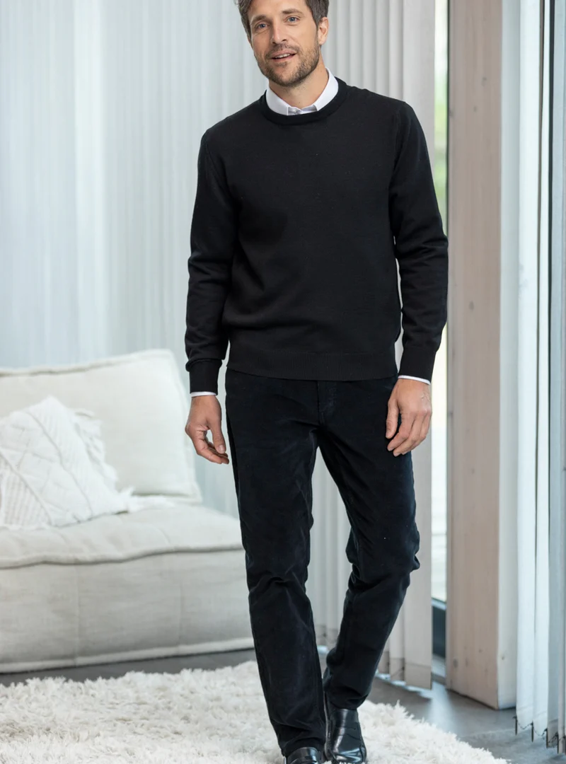 Pantalon homme velours côtelé en coton Noir Anthracite