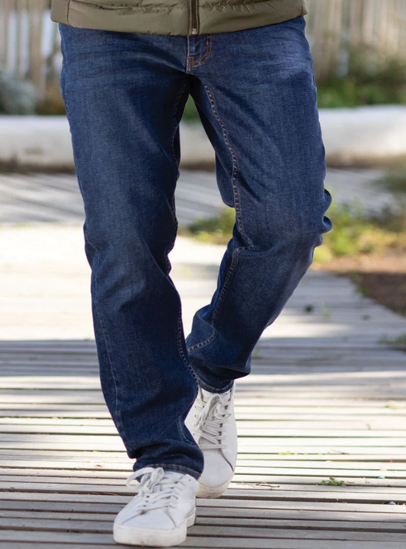 Jean droit en coton élasthanne homme bleu