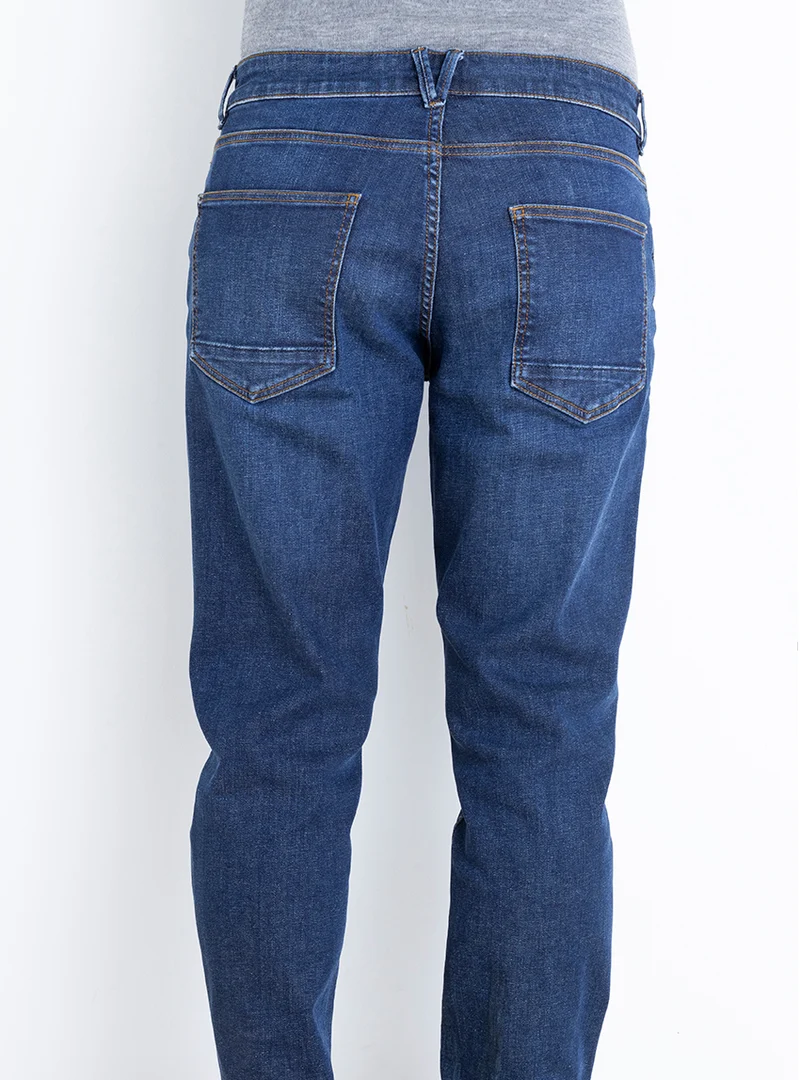 Jean droit en coton élasthanne homme bleu