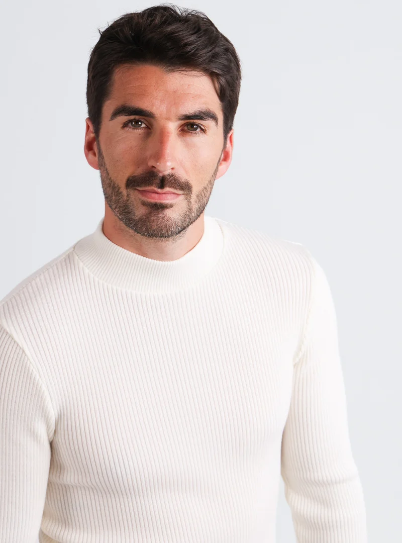 Pull homme 100% laine mérinos Blanc Naturel