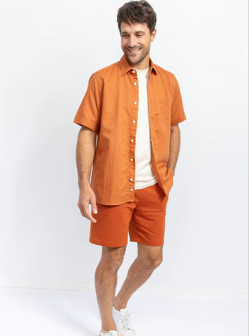 Bermuda homme coton orange terracotta