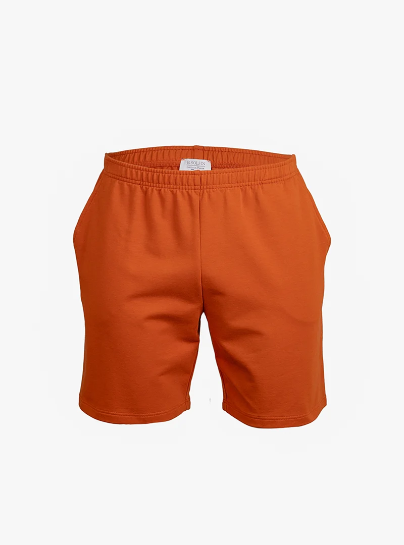 Bermuda homme coton orange terracotta