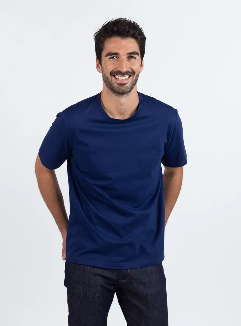 Tee-shirt homme en coton bio bleu marine