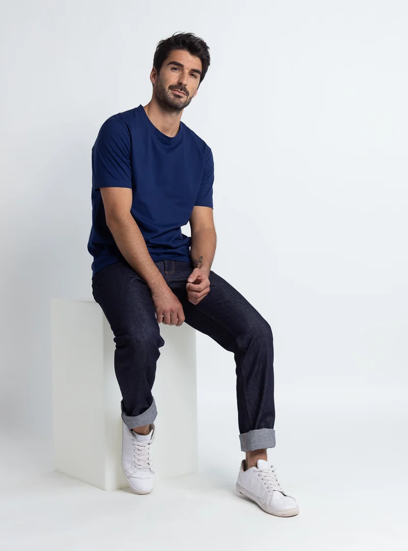 Tee-shirt homme en coton bio bleu marine