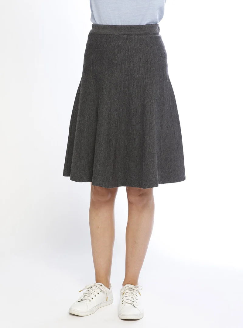 Jupe plissée femme en laine merinos gris anthracite