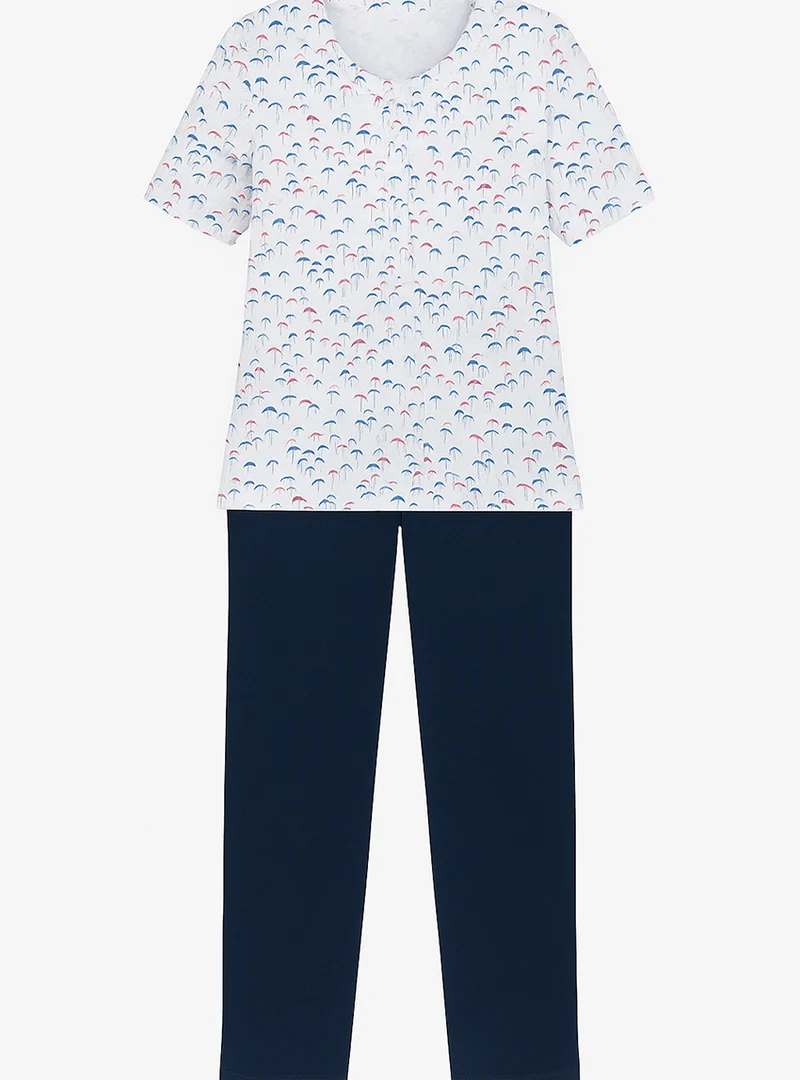Pyjama femme en coton imprimé parasols