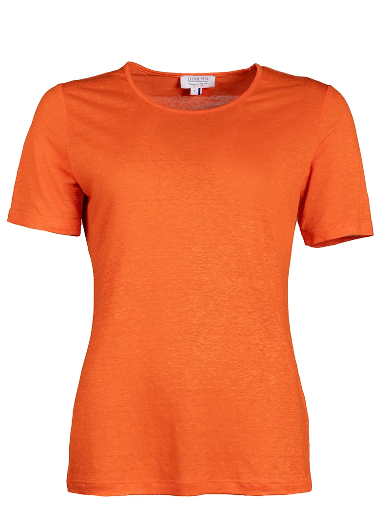 Tee-shirt femme en lin orange agrume