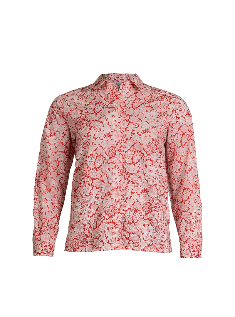 Chemisier imprimé femme en coton liberty rouge cerise