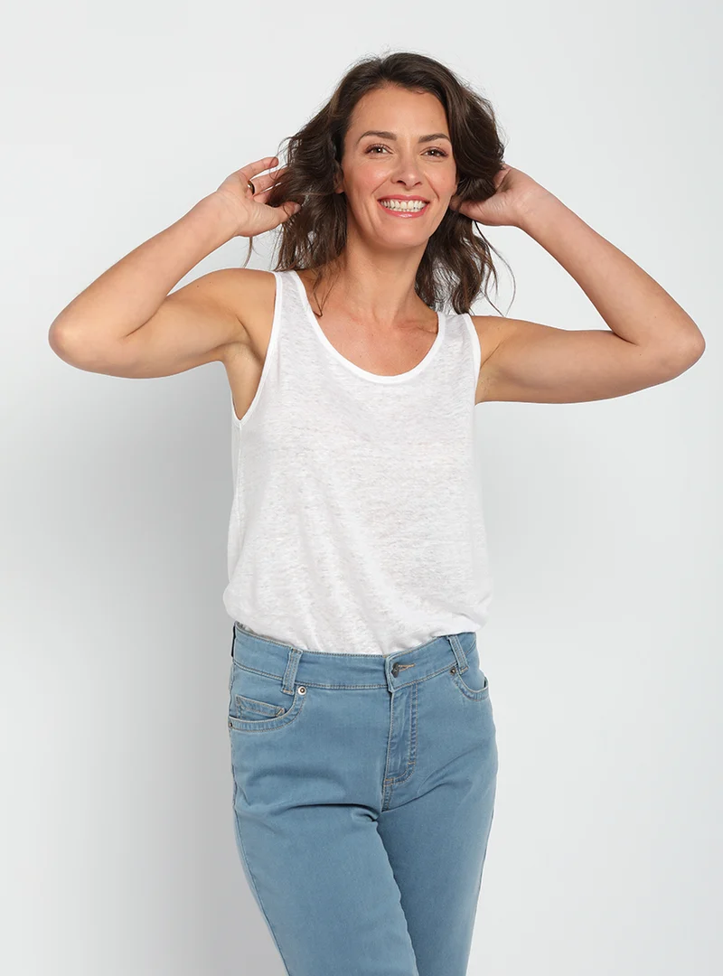 Débardeur femme en lin Blanc