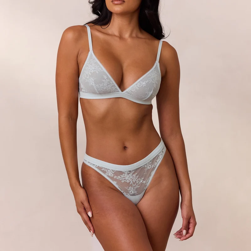 Brassière Lace Triangle - Bleu