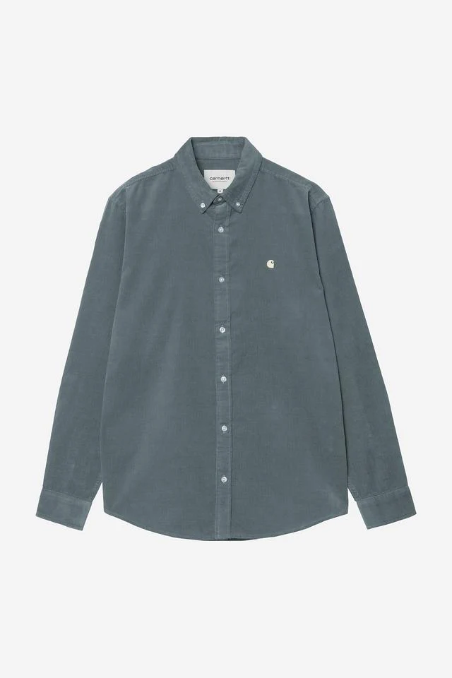 Carhartt Wip MADISON FINE CORD L/S SHIRT Cozy Blue / Wax