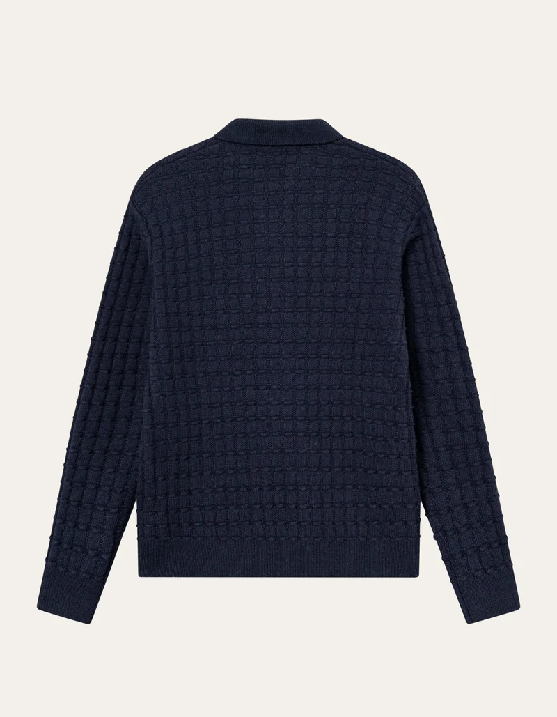 Les Deux Gustav Squared Structure Polo Knit Dark Navy