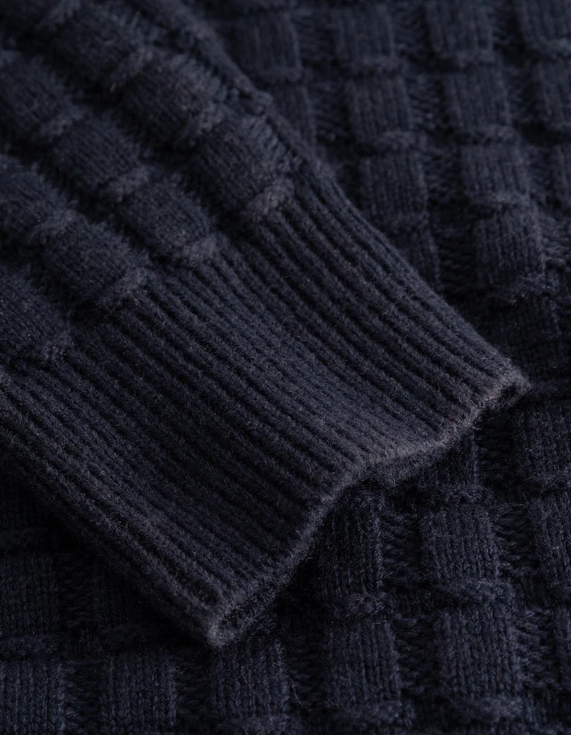 Les Deux Gustav Squared Structure Polo Knit Dark Navy