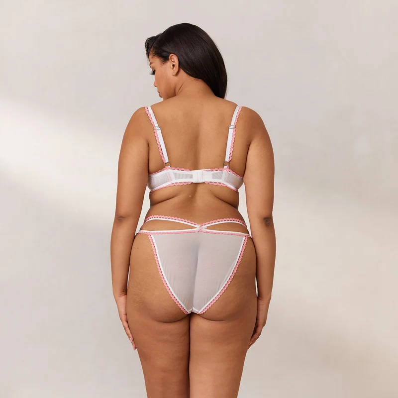 Daisy Embroidered Balcony Soutien-Gorge - Blanc