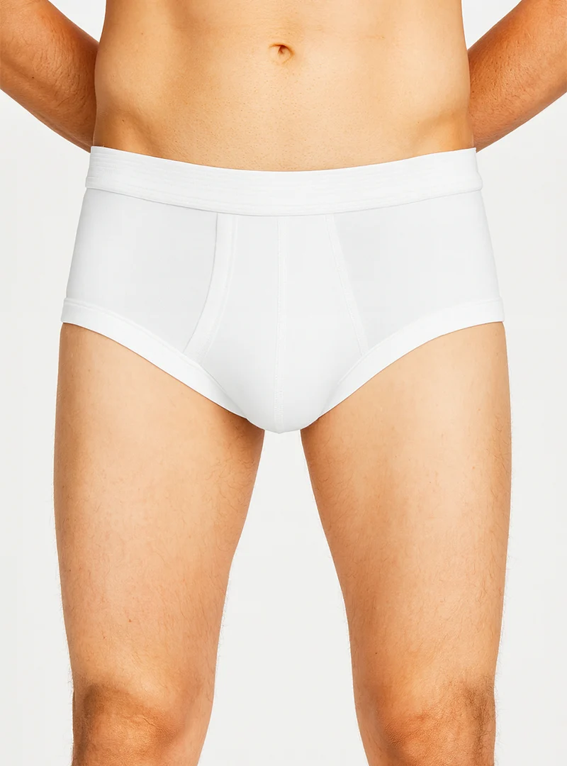 Slip ouvert homme uni en coton blanc