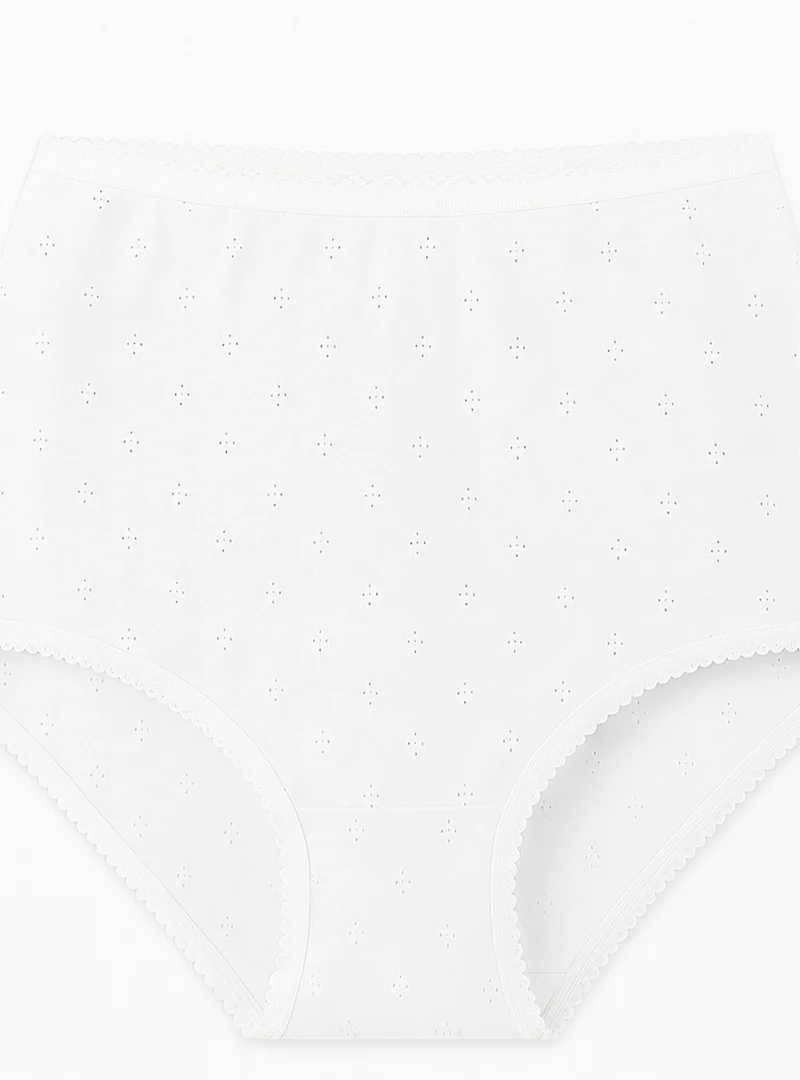 Culotte femme maille fantaisie blanche