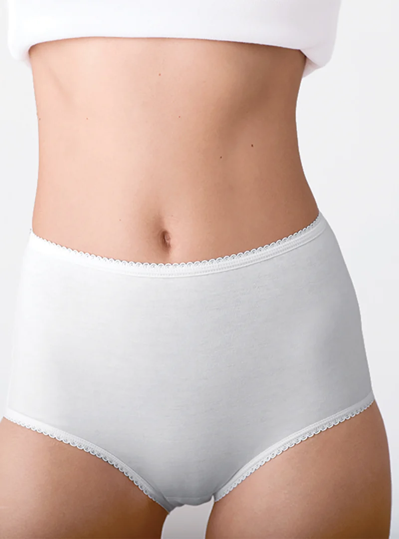 Culotte femme unie taille haute blanche