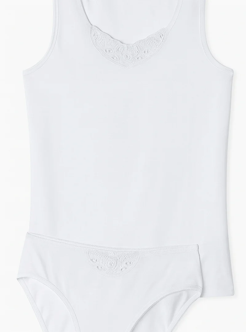 Culotte dentelle femme en coton blanc