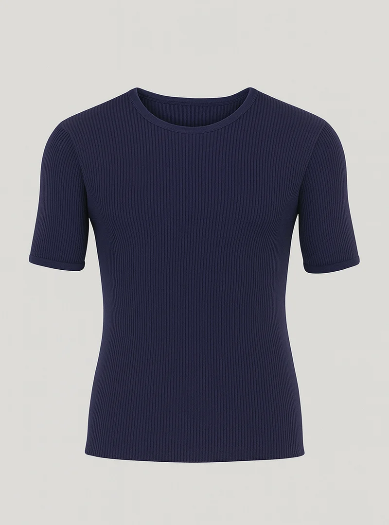 Tee-shirt thermique homme en laine bleu marine