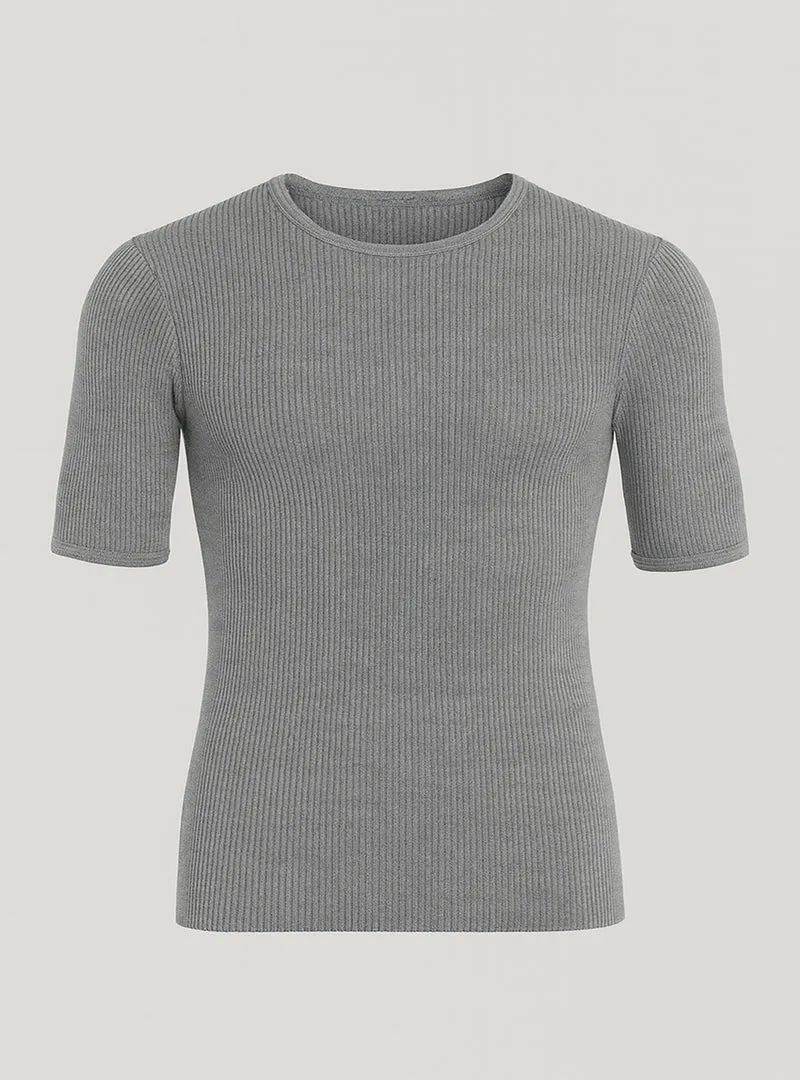Tee-shirt thermique homme en laine gris léger
