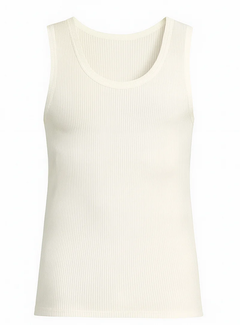 Débardeur thermique homme épais en laine blanc naturel