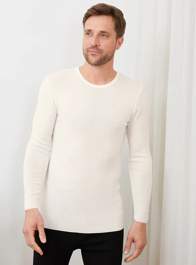 Tee-shirt manches longues thermique homme blanc naturel
