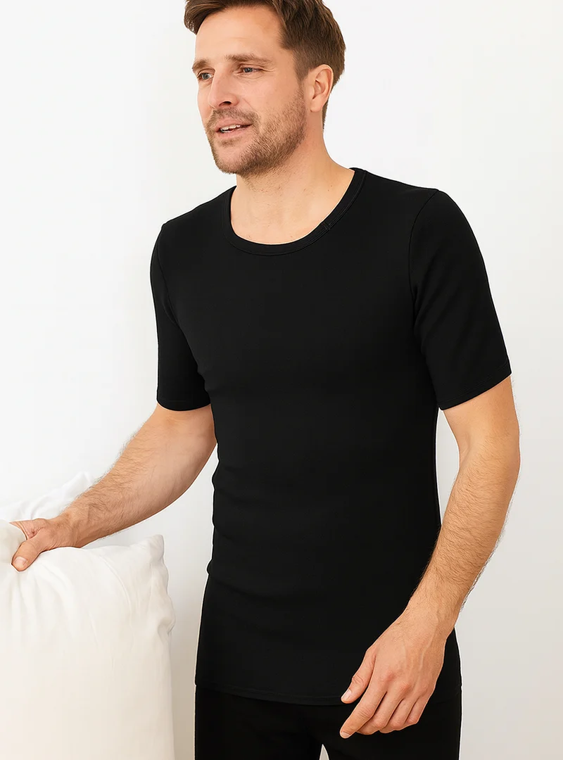 Tee-shirt thermique fin homme laine mérinos noir